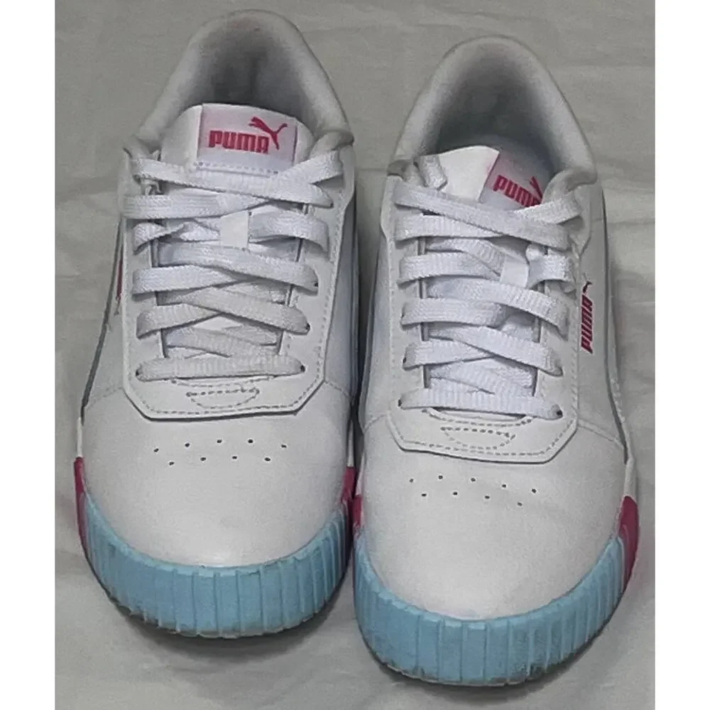 Big Kid's Puma Carina 2.0 Fade Jr White/Pink/Blue - size 7 - 390472-01 With Box